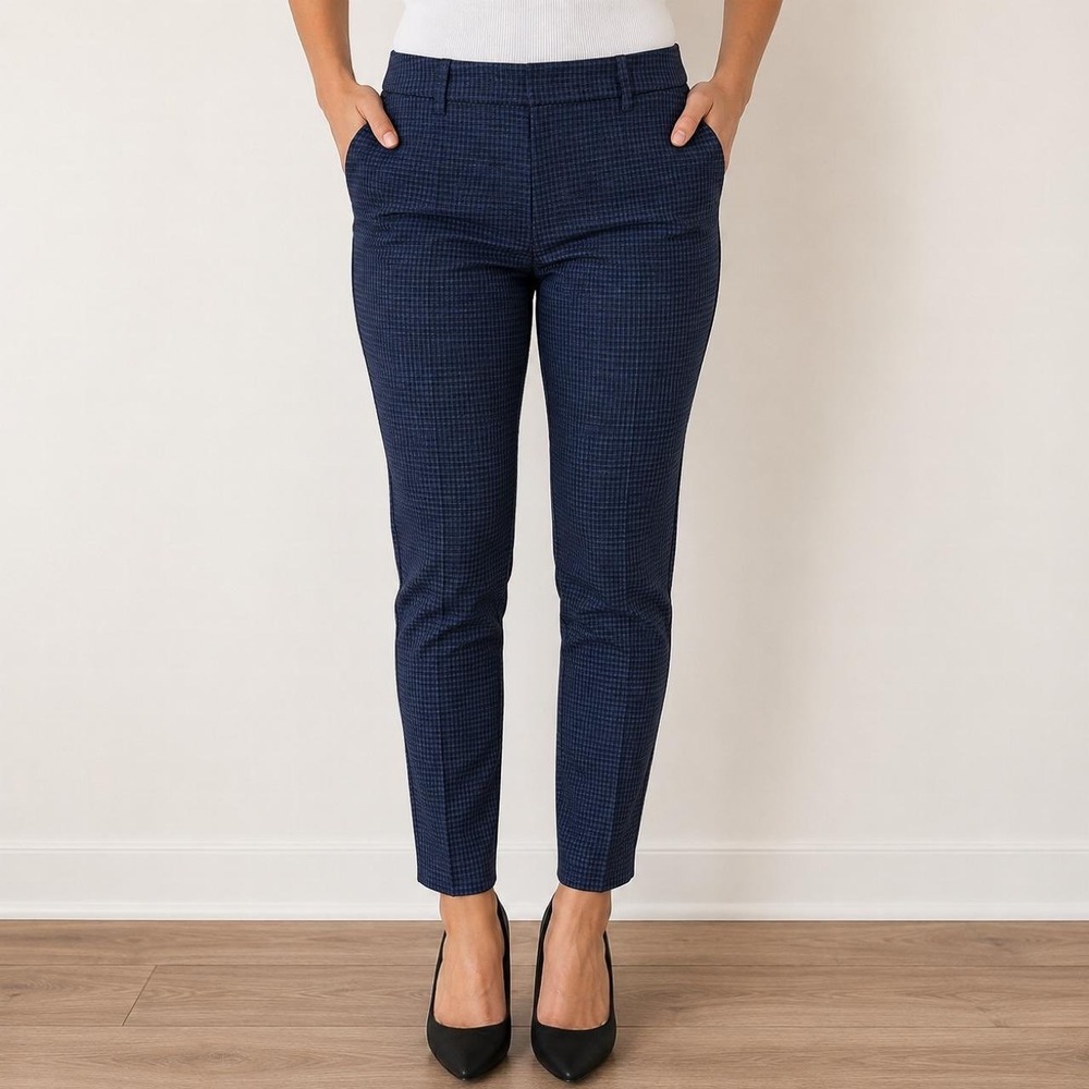 LOFT Marisa Skinny Dress Pants Slim Fit Womens 00P Navy Blue Geometric PreLoved